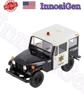 Jeep Police DJ-5 Dispatcher 1/43 Diecast Model Car Black & White Sheriff 388 EUC